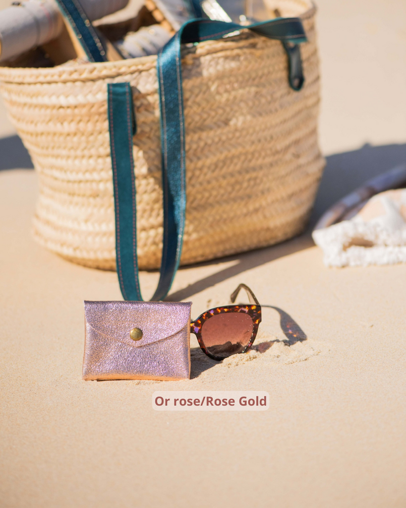 Shiny little and cute wallets 100% Split Leather mini porte monnaies brillants colorés  or rose gold