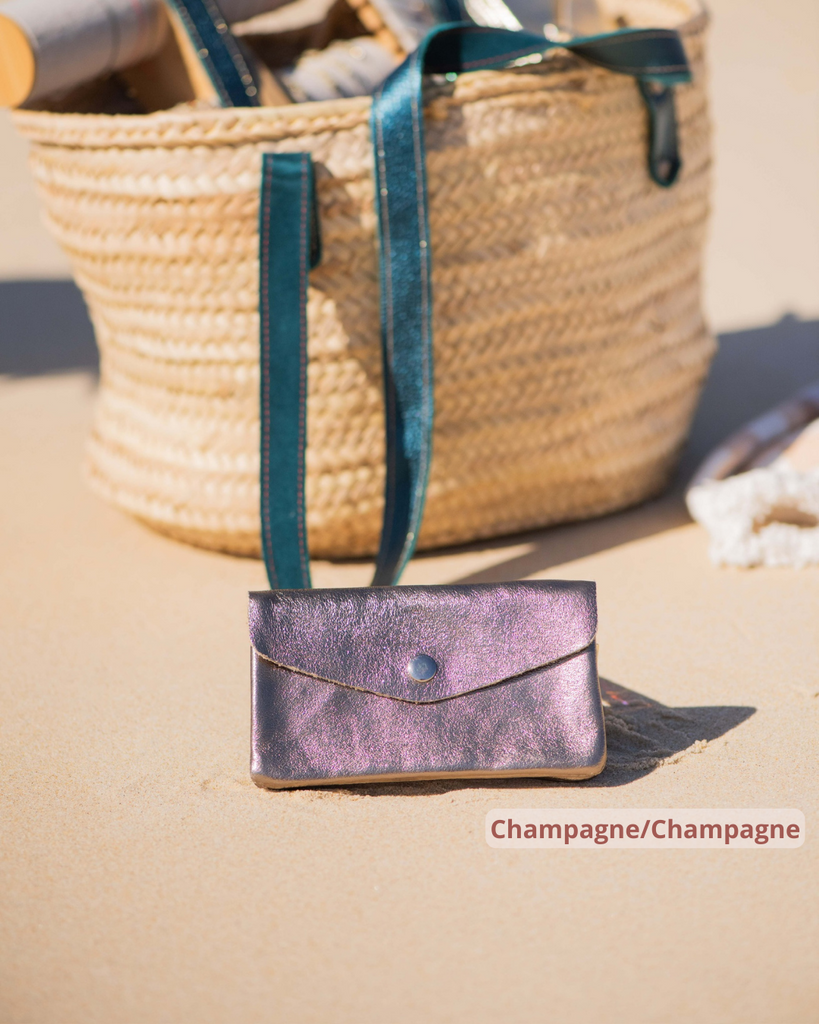 Shiny cute wallets 100% Split Leather porte monnaie brillants colorés champagne taupe marron gris 