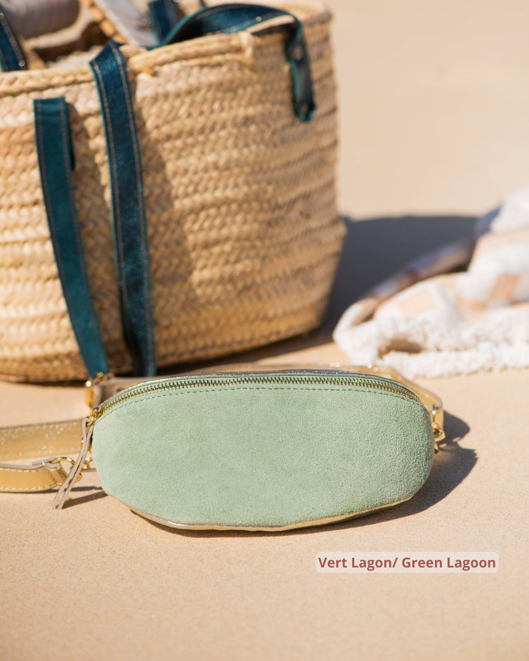 Sac Banane colorées bicolores Fanny pack bicolor colored vert lagon green lagoon