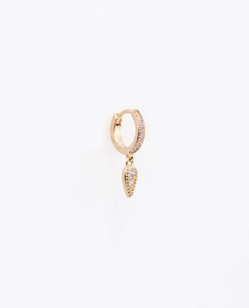 Boucle d'oreille pendante mini créole plaqué or brillante mini hoops Earring shiny en forme de goutte drop gold plated waterproof 