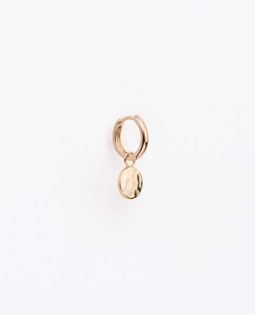 Boucle d'oreille pendante mini créole plaqué or  mini hoops Earring médaillon pendant breloques