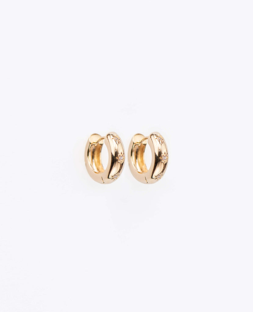 Earrings Tarapoto, Perù - Gold Plated Large Hoops with shiny suns