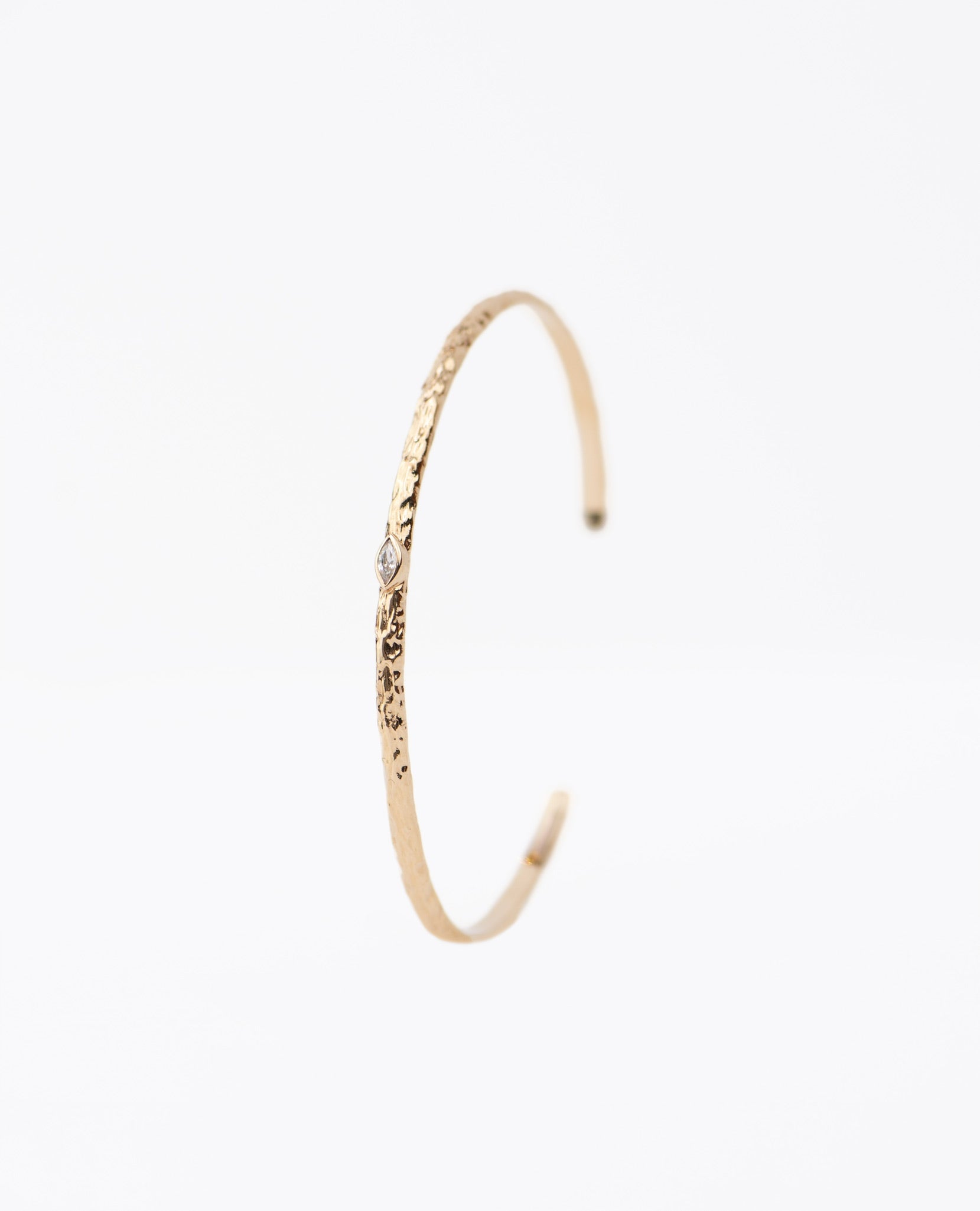 Bangle Bracelet Zircon Shiny Irregular Texturized Gold plated plaqué or waterproof résistant à l'eau brillant