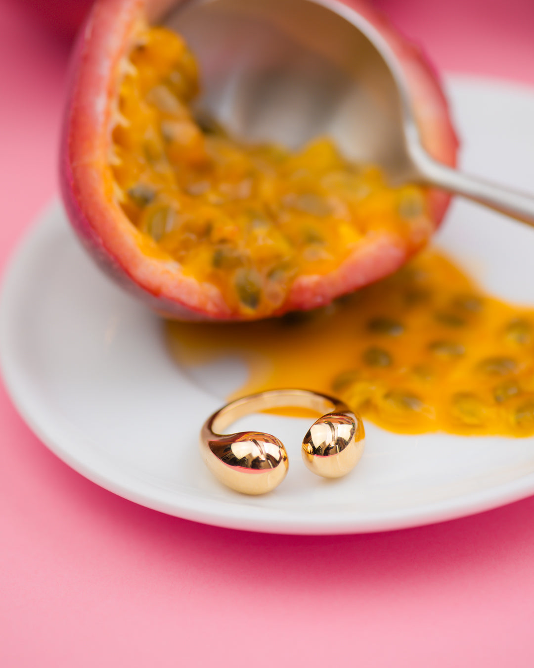 Bague plaqué or goutte séparées ouverte résistante à l'eau Open ring drop gold plated waterproof