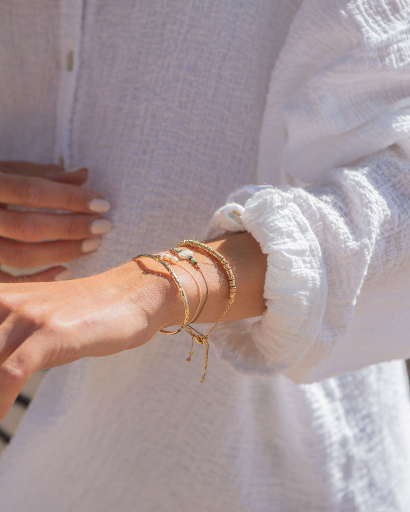  Bracelet plaqué or golden plated waterproof resistant à l'eau perles