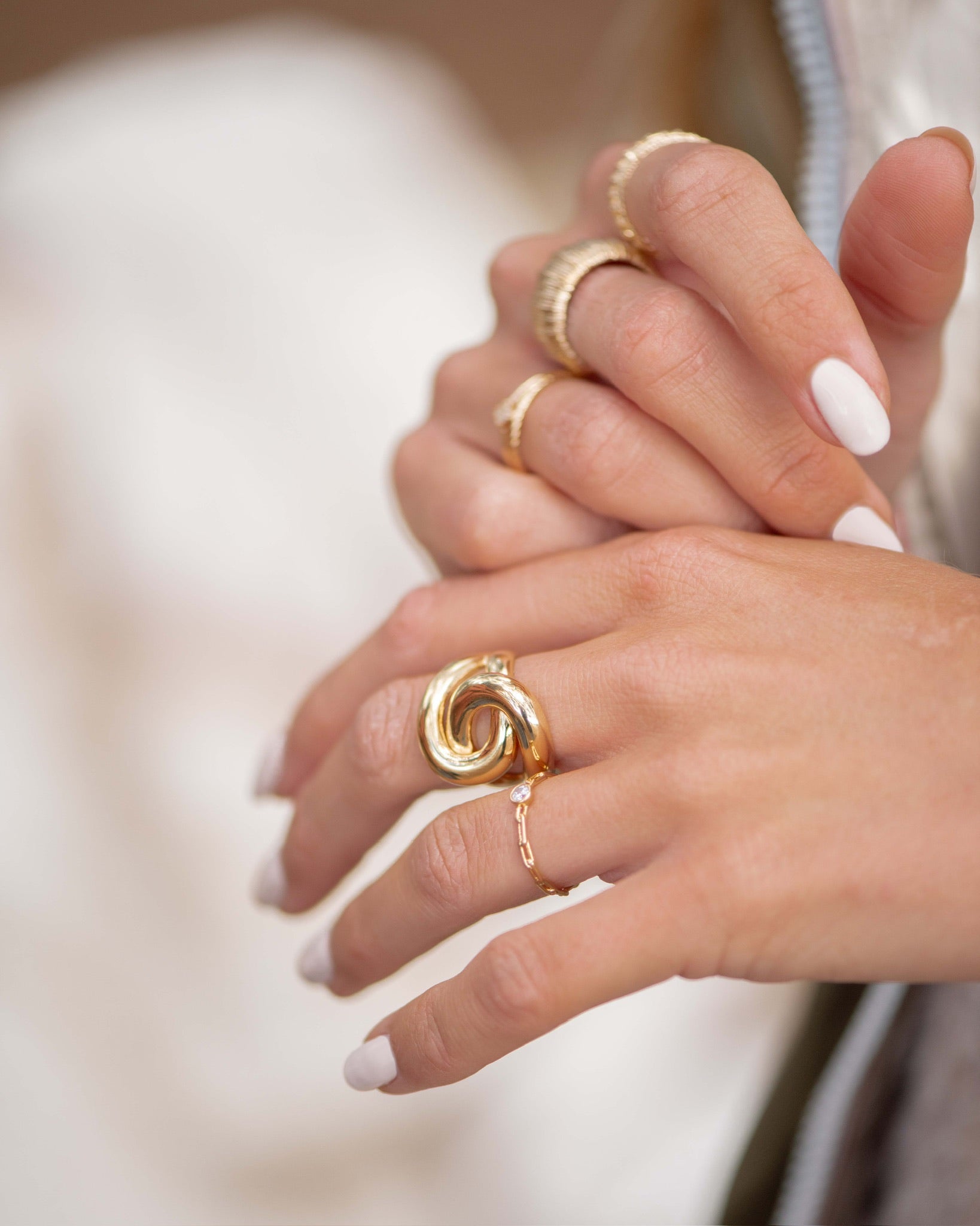 Bague plaqué or ring gold plated résistante à l’eau waterproof grosse bague big ring entremêlée