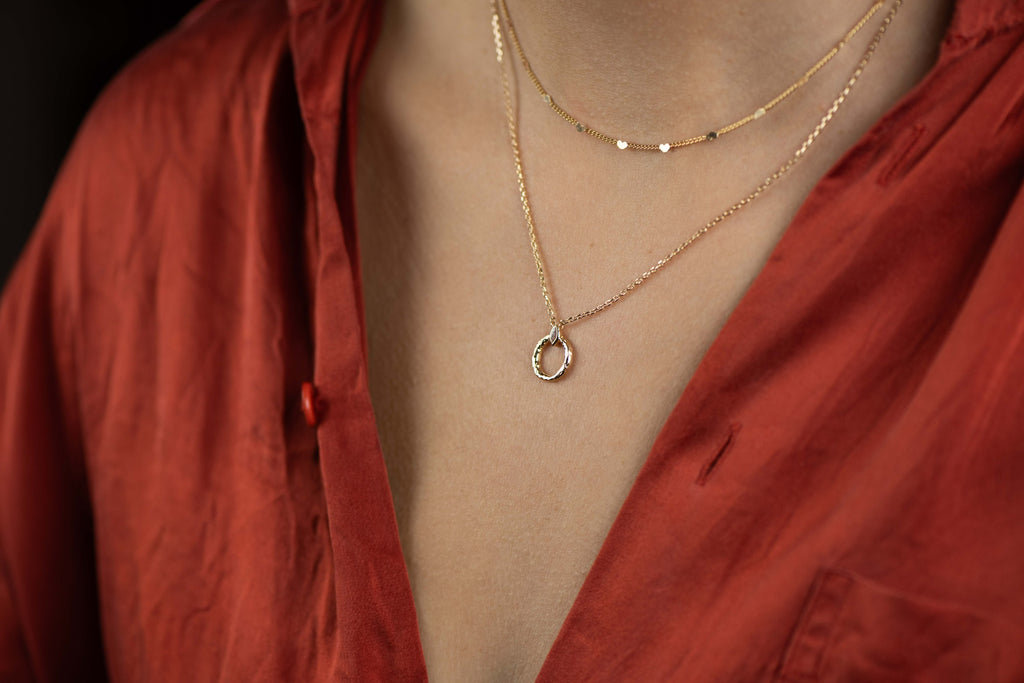 Necklace Neiva, Colombia - Gold Plated Necklace with Round Pendant with Zirconia