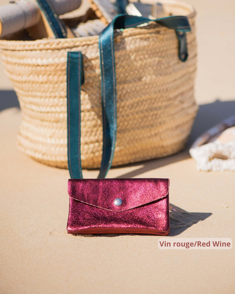 Shiny cute wallets 100% Split Leather porte monnaie brillants colorés  rouge vin red wine