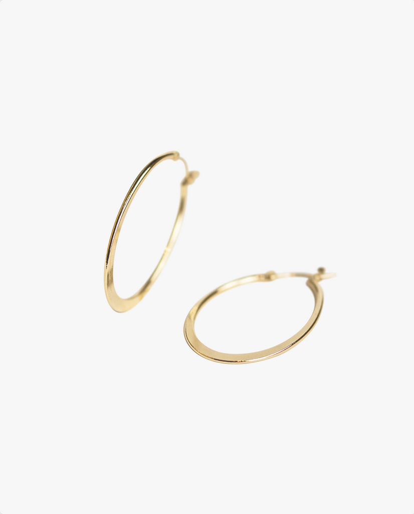 Grande créole boucle d'oreille ovale plaqué or résistante à l'eau Big hoops earrings gold plated waterproof 