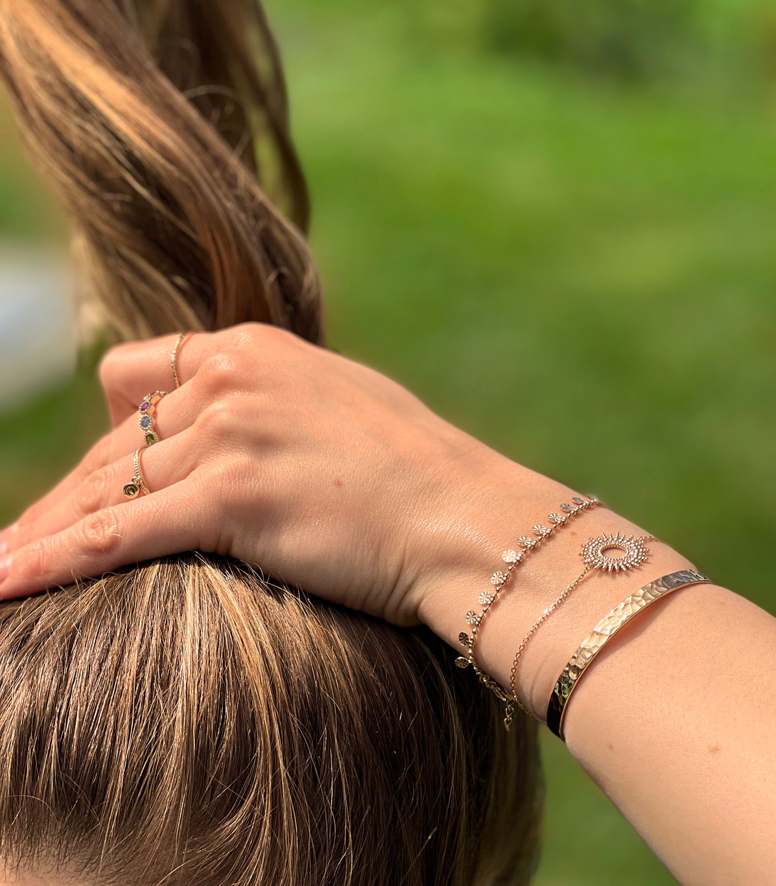 Bracelet plaqué or golden plated waterproof resistant à l'eau soleil sun brillant