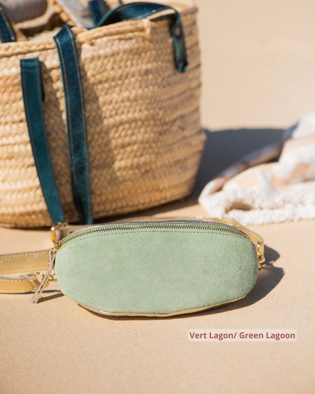 Sac Banane colorées bicolores Fanny pack bicolor colored vert lagon green lagoon 