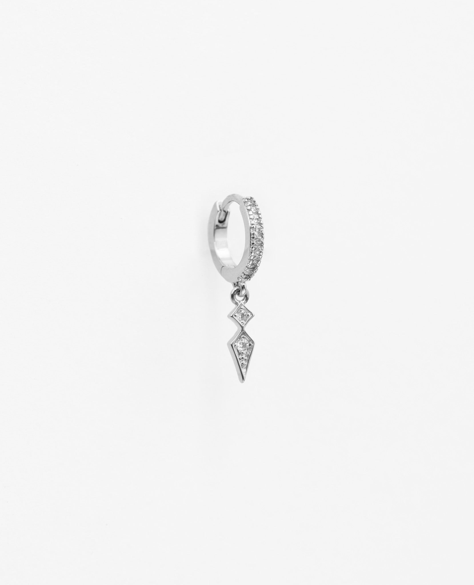 Boucle d'oreille pendante mini créole plaqué or brillante mini hoops Earring pendant waterproof résistante à l'eau spike hoop pique argent massif silver 