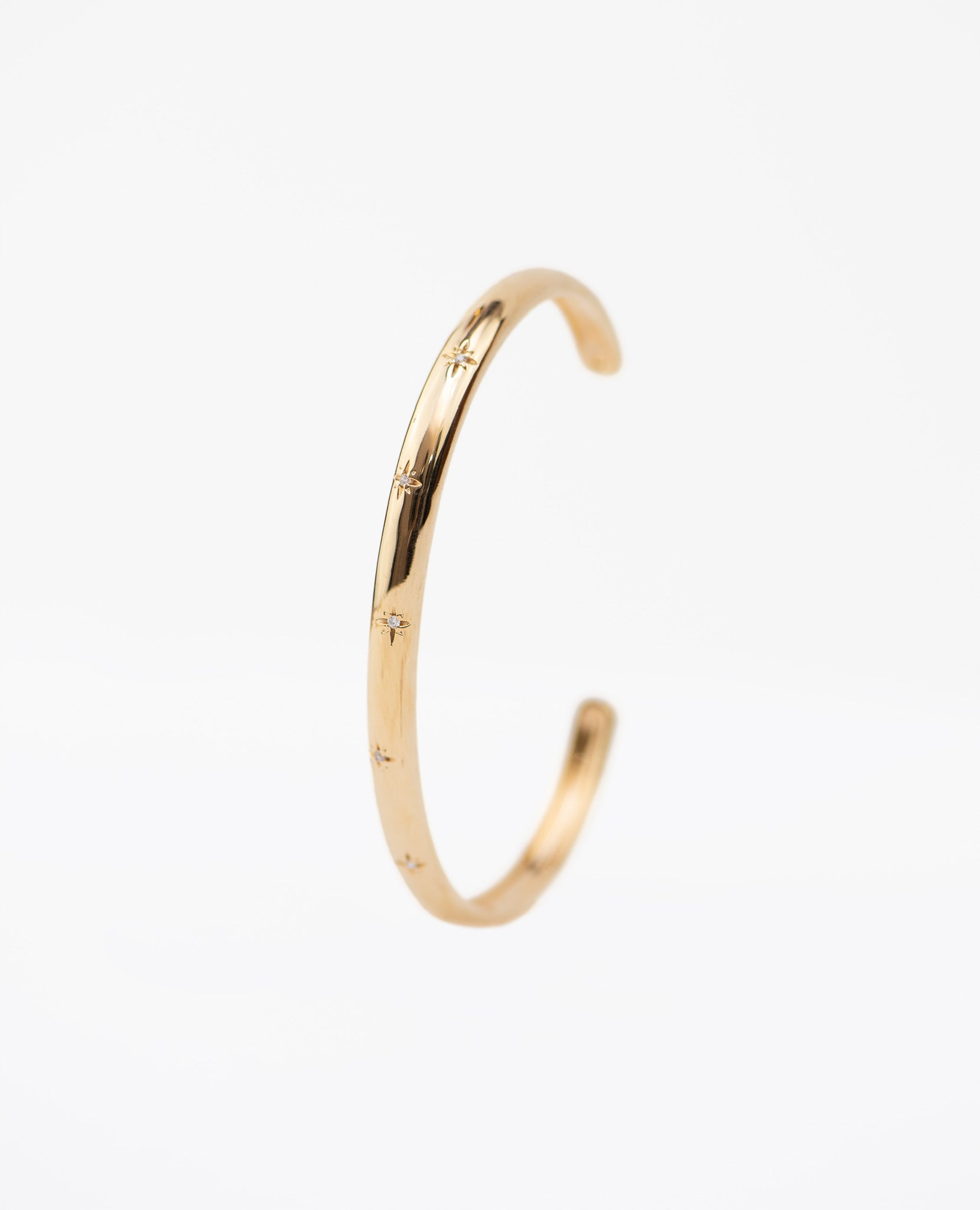  Bracelet plaqué or golden plated waterproof resistant à l'eau bangle jonc étoiles brillantes shiny stars