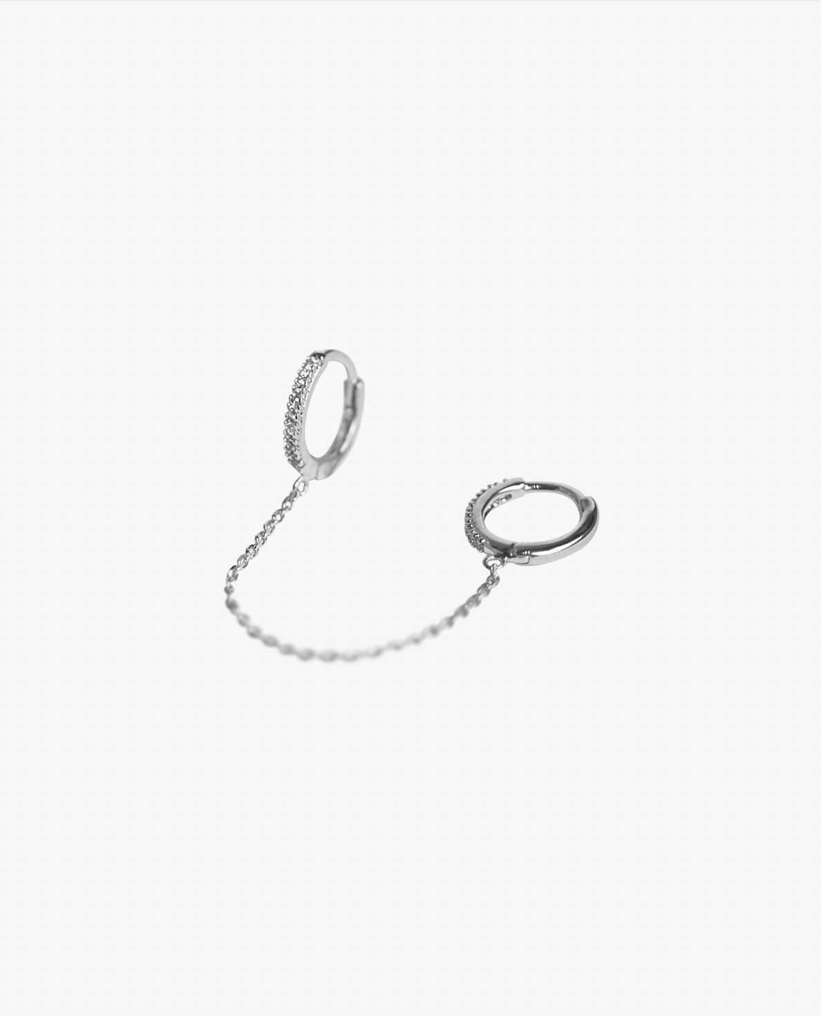 Boucle d'oreille chaine mini créoles brillants earring shiny plaqué or gold plated résistant à l'eau waterproof hoops deux trous two holes silver argent massif 