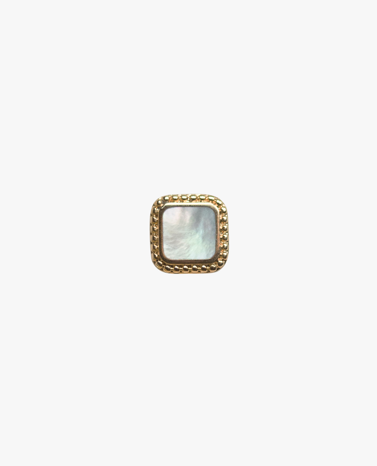 Boucle d'oreille carré puce nacre plaqué or résistante à l'eau Square earring gold plated waterproof and mother of pearl 