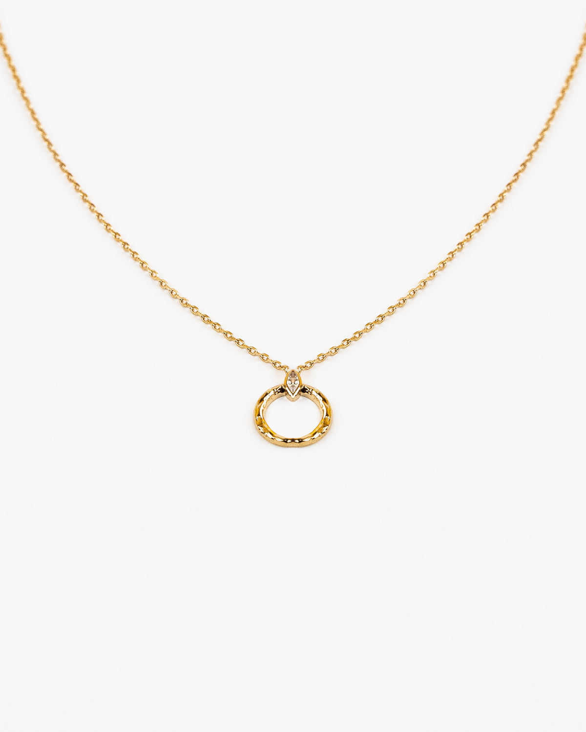 Gold Plated Necklace with Round Pendant with Zirconia colored collier plaqué or résistant à l'eau rond round zircon brillant 