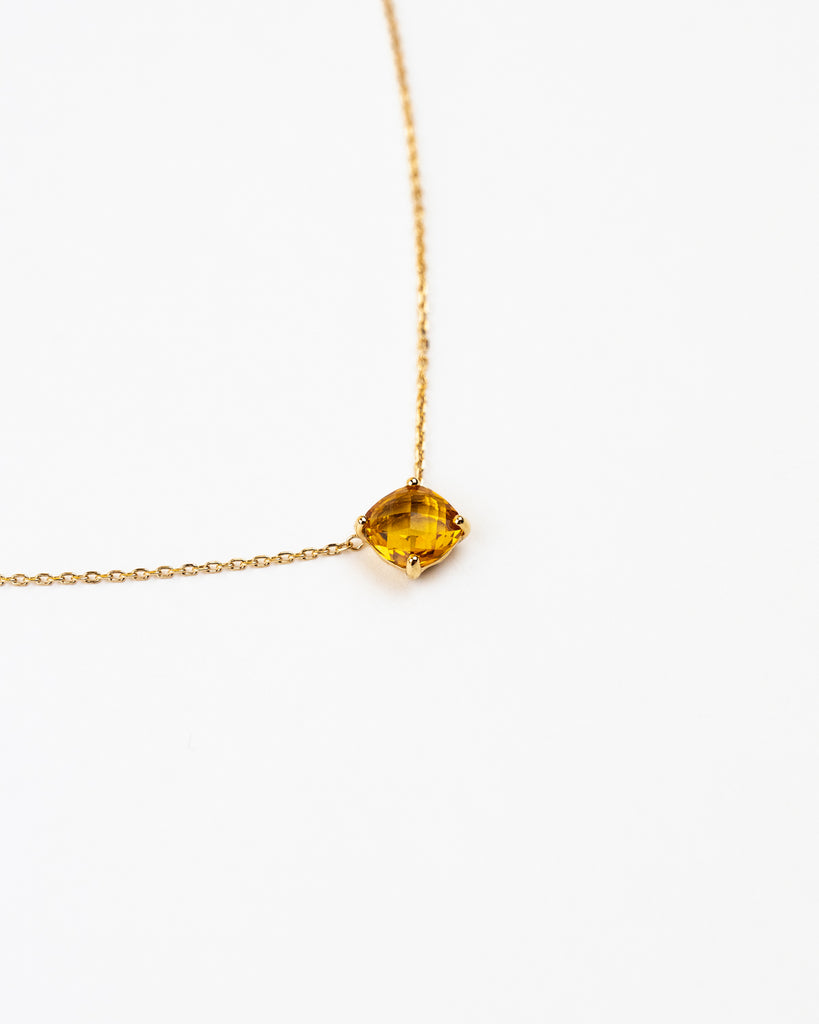 Collier plaqué or Fadade Bijoux Waterproof Résistant à l’eau zircon brillants Gold Plated Necklace with Big Tinted Zirconia